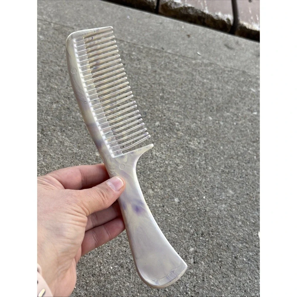 Vintage ACE Goody‎ Pocket Comb Gray White Marble Swirl 9 Inch RETRO